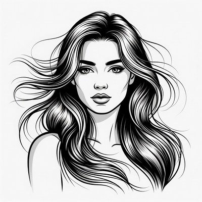 Elegant woman with flowing hair