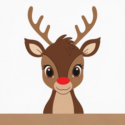 Cheerful cartoon reindeer with antlers