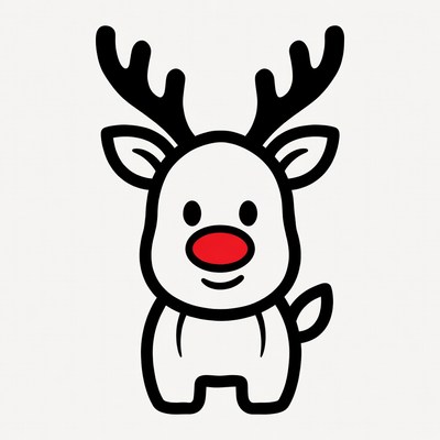 Cute cartoon reindeer with a red nose