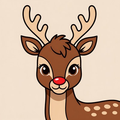 Cute cartoon reindeer with antlers