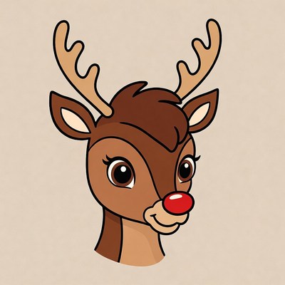 Cute reindeer with red nose