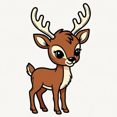 Cute cartoon deer standing proudly