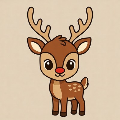 Cute cartoon reindeer in light background