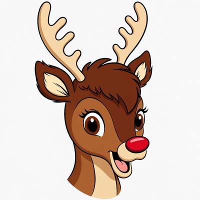 Cheerful reindeer with red nose