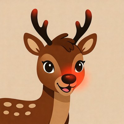 Smiling cartoon deer with antlers