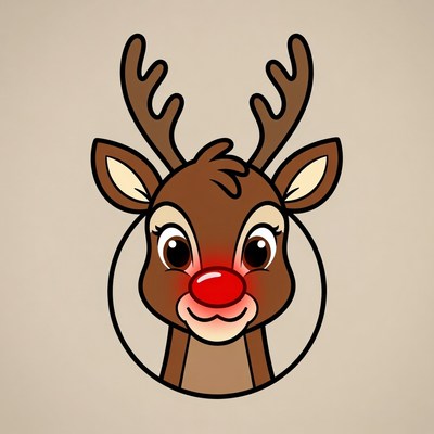 Cute reindeer with bright red nose