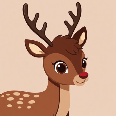 Cute cartoon reindeer with antlers