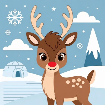Cute reindeer in winter wonderland