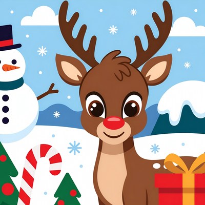 Rudolph celebrates christmas joyfully