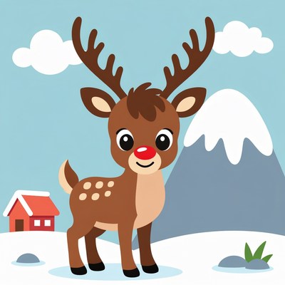 Cute reindeer in snowy landscape
