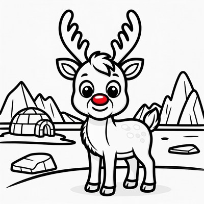 Reindeer in snowy arctic landscape