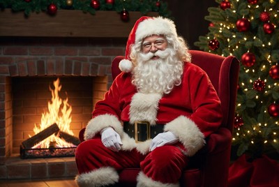 Santa claus by the fireplace
