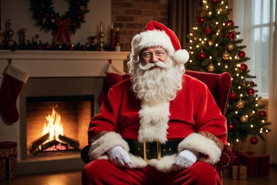 Santa claus in festive living room