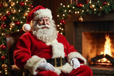 Santa claus by the fireplace