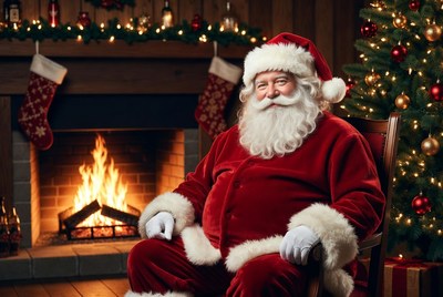 Santa claus by the fireplace