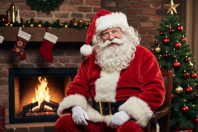 Santa claus by the fireplace