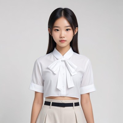 Fashion model in white shirt