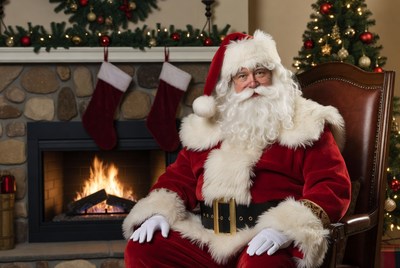 Santa claus by the fireplace