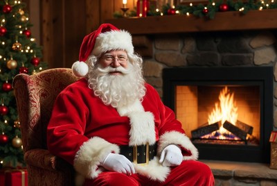 Santa claus by the fireplace