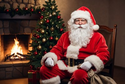 Santa claus by the fireplace