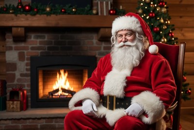 Santa claus by the fireplace