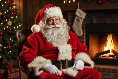 Santa claus by the fireplace