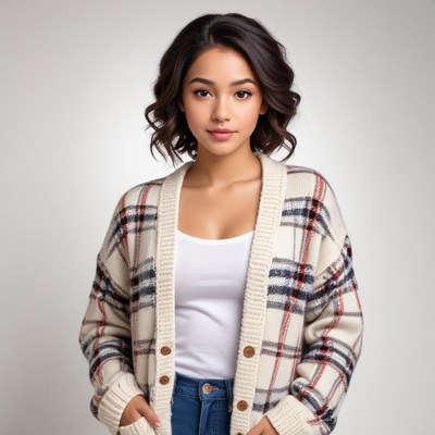 Stylish woman in cozy outfit