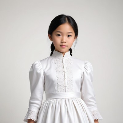 Young girl in elegant white dress