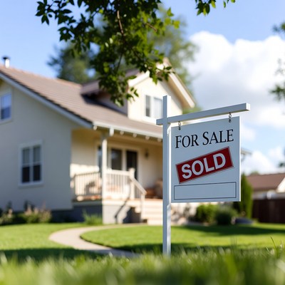 House for sale sign outside home