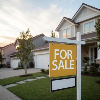 House for sale in suburban neighborhood