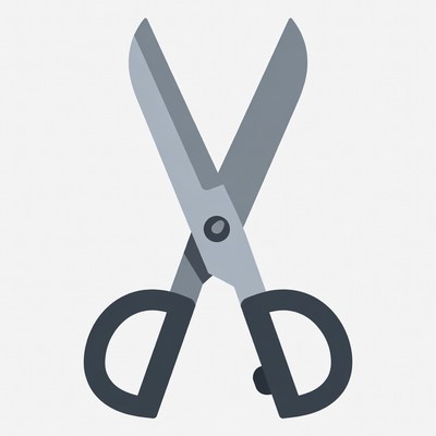 Scissors with black handles on white background