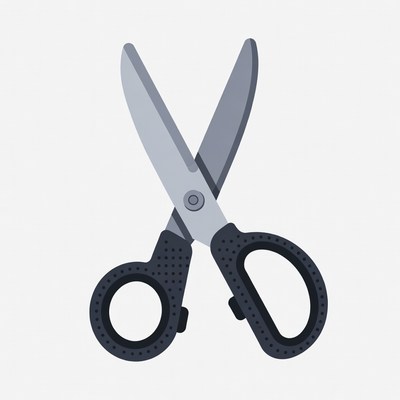 Scissors resting on white background