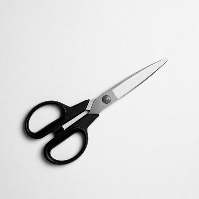 Sharp scissors on white background