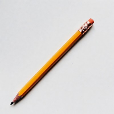 Simple yellow pencil on white background