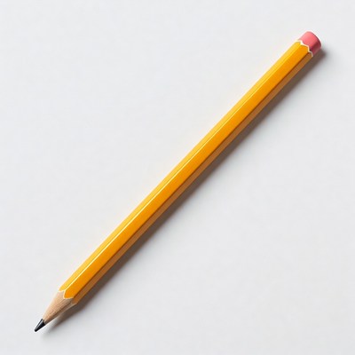 Bright yellow pencil on white background