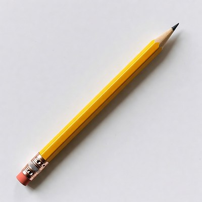 Bright yellow pencil on a white background
