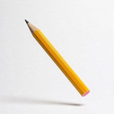 Yellow pencil in mid-air