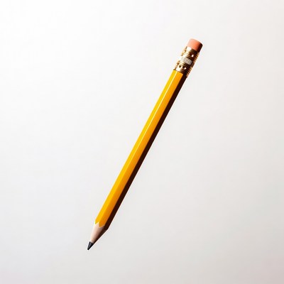 Yellow pencil on white background