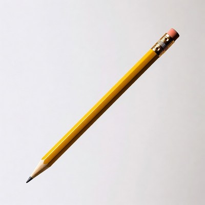 Simple yellow pencil on white background