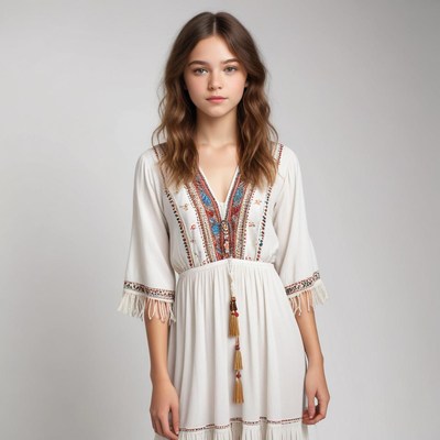 Young woman in white dress