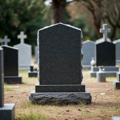 Gray grave marker in cemetery