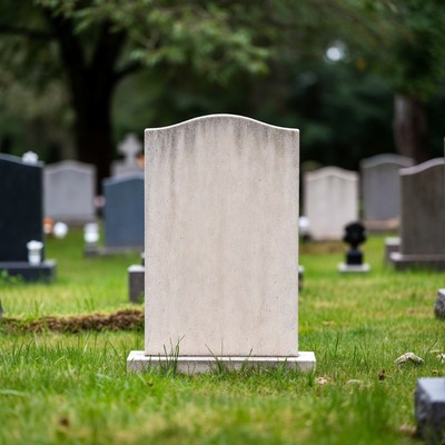 Headstone in a serene cemetery