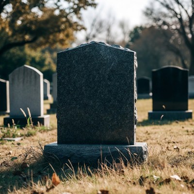 Gravestone in quiet cemetery