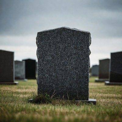 Graveyard under moody sky