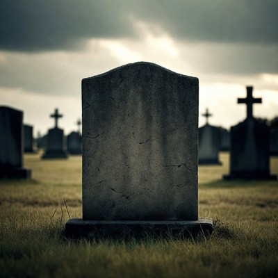 Gravestone in a quiet cemetery