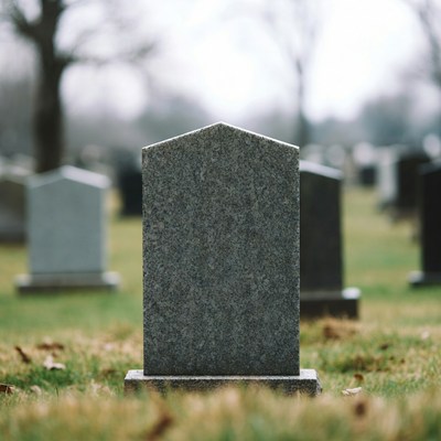 Grave marker in a quiet cemetery
