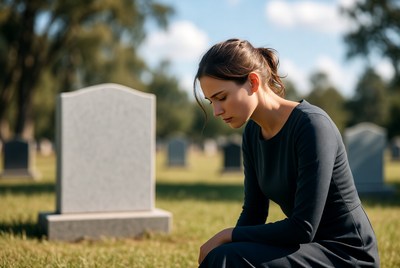 Reflective moment at the cemetery