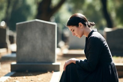Mourning at a solemn cemetery