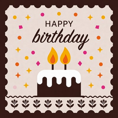 Festive birthday cake design with candles