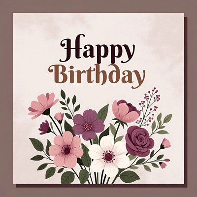 Birthday floral greeting card design
